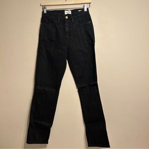 FRAME Le Sylvie Slender Straight Jeans Tonal Stripe Black Size‎ 25